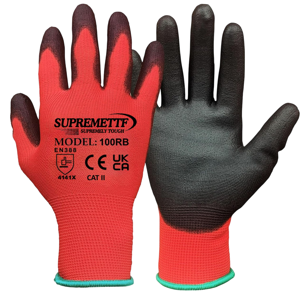 CUT 1 Protection Red Liner Black PU Coated Work Glove