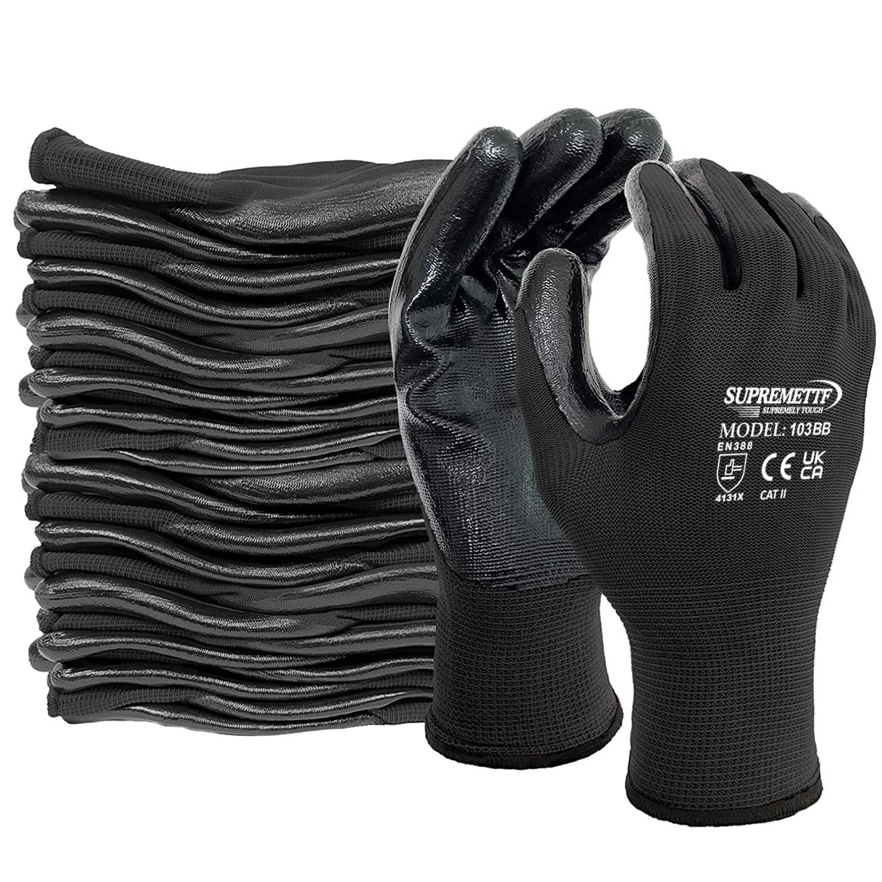 Black Nitrile Coated Nylon or Polyster Liner Work Glove