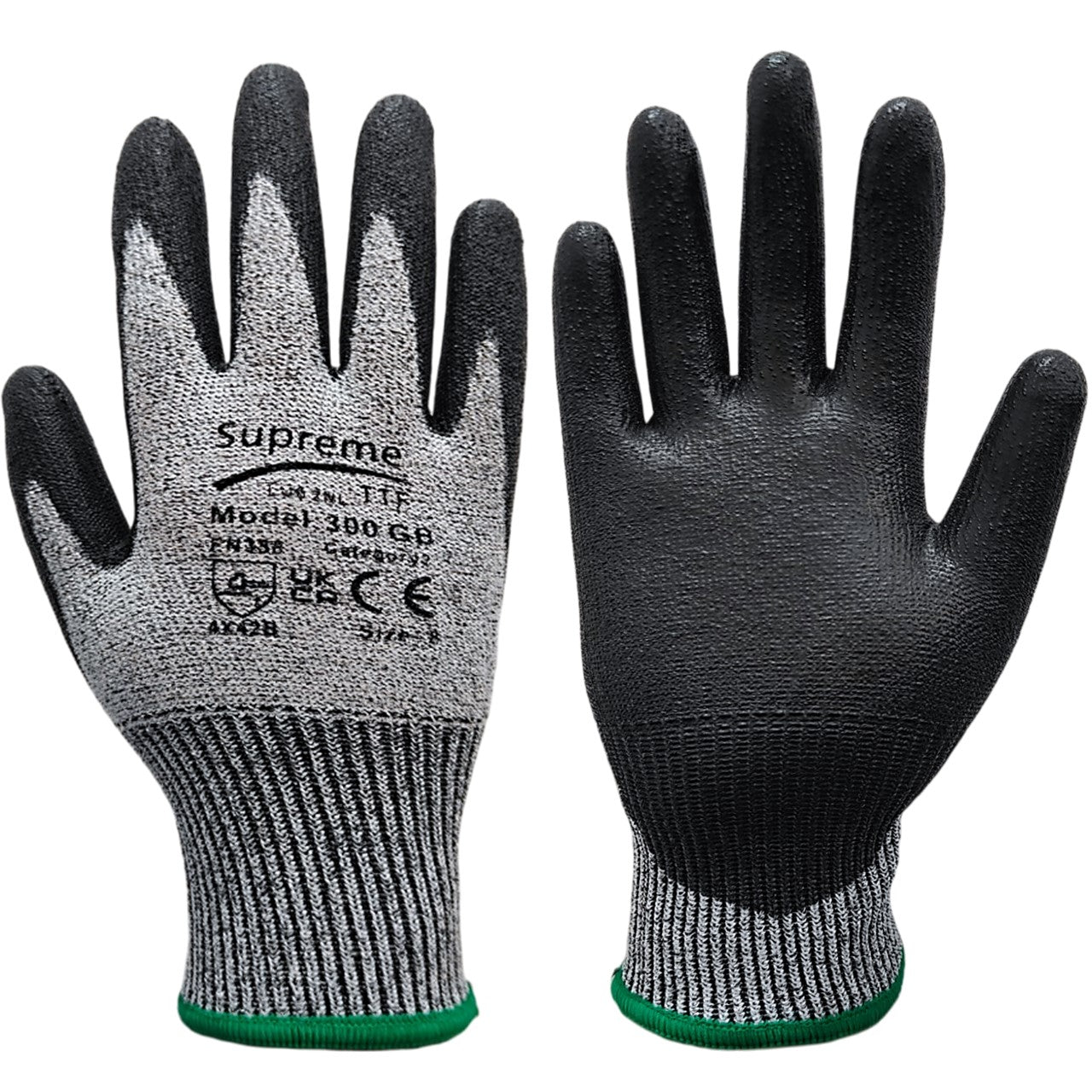 Cut 3 Grey Black Nylon PU Coated Cut Resistant Work Glove
