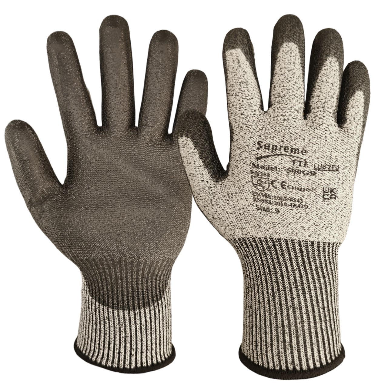 Premium Cut 5 Grey Black Nylon PU Coated Cut Resistant Work Glove