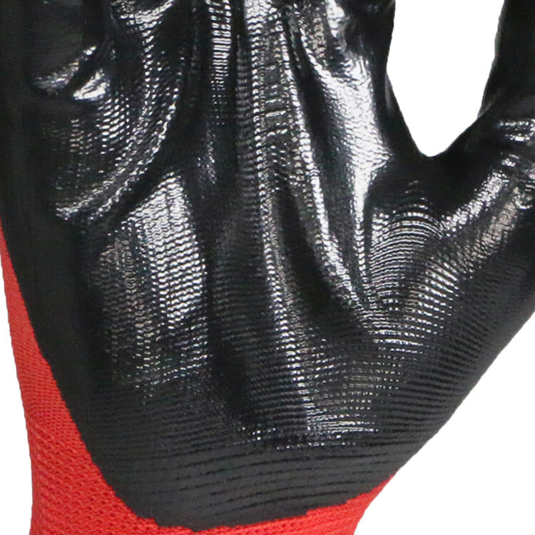Red Black Nitrile Coated Nylon or Polyster Liner Work Glove