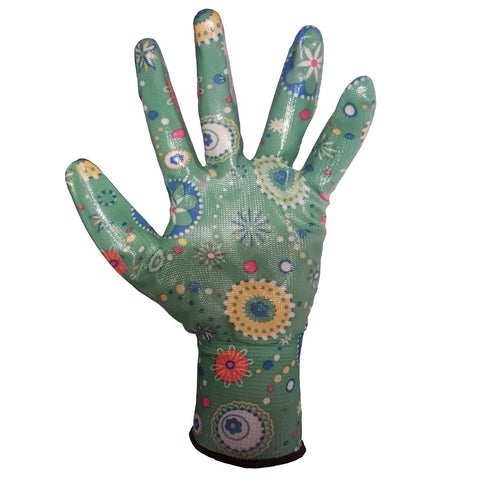 Green Floral Patterned Gardening General Purpose Work Glove - RUFTUF