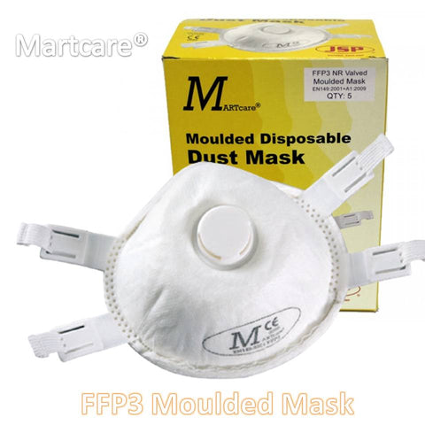 JSP Martcare® Moulded Face Mask FFP3 Valved Respirators - Box of 5 Masks
