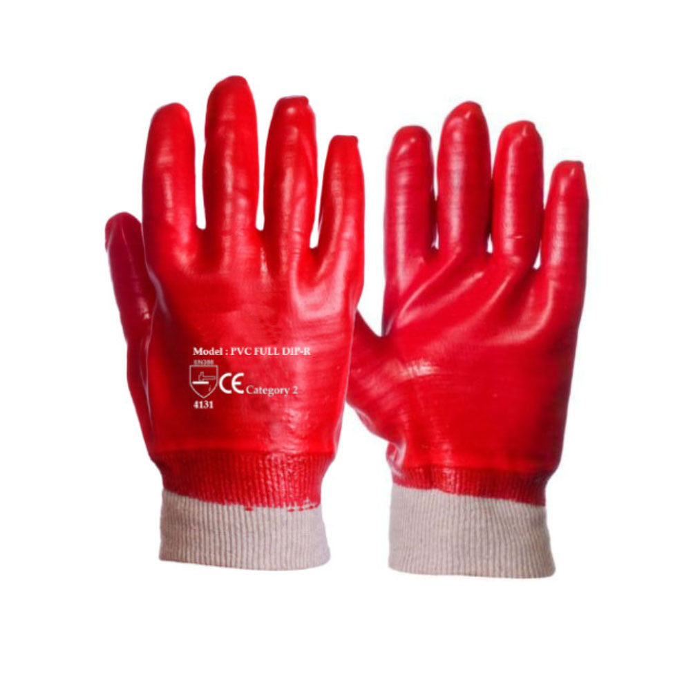 Red PVC Coated Knit Wrist Rubber Work Glove - RUFTUF