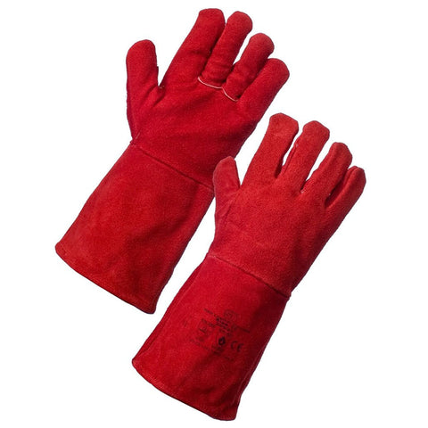 Red Long Lined Welding Glove Ideal for High Temperature Welders Glove - RUFTUF