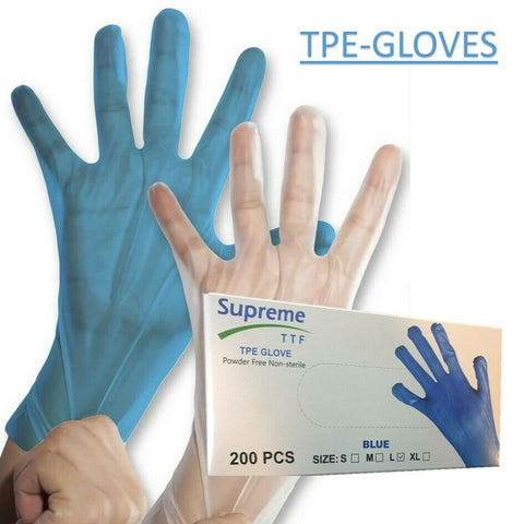 Vinyl Alternative TPE Disposable Work Gloves Powder Latex Free Box of 200 Pcs
