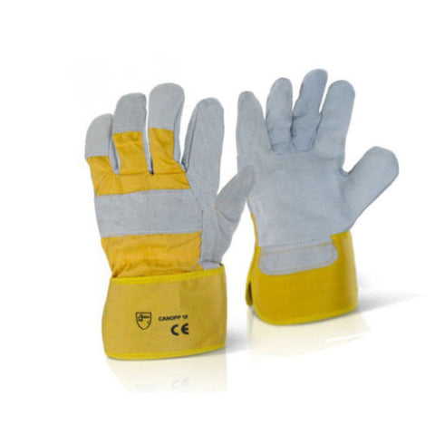 100 Pair Canadian Leather Rigger Work Gloves - Yellow - RUFTUF