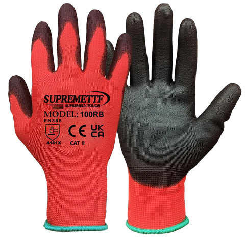 240 Pairs Red Black CUT 1 Protection PU Coated Work Gloves