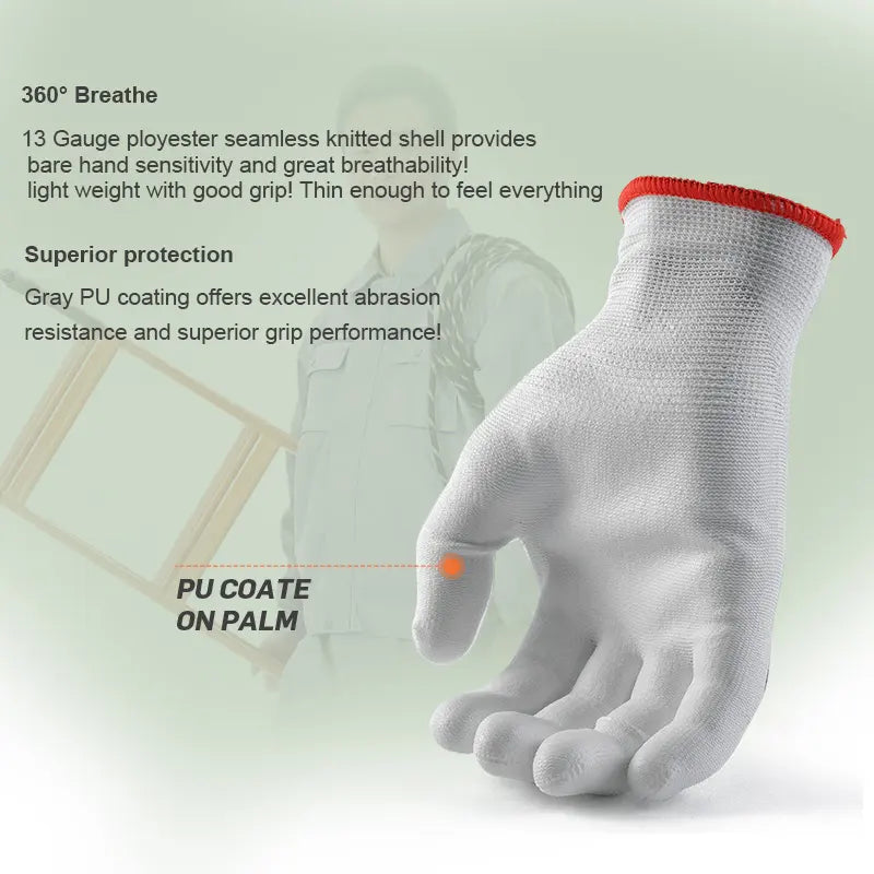 240 Pairs White PU Coated Work Gloves