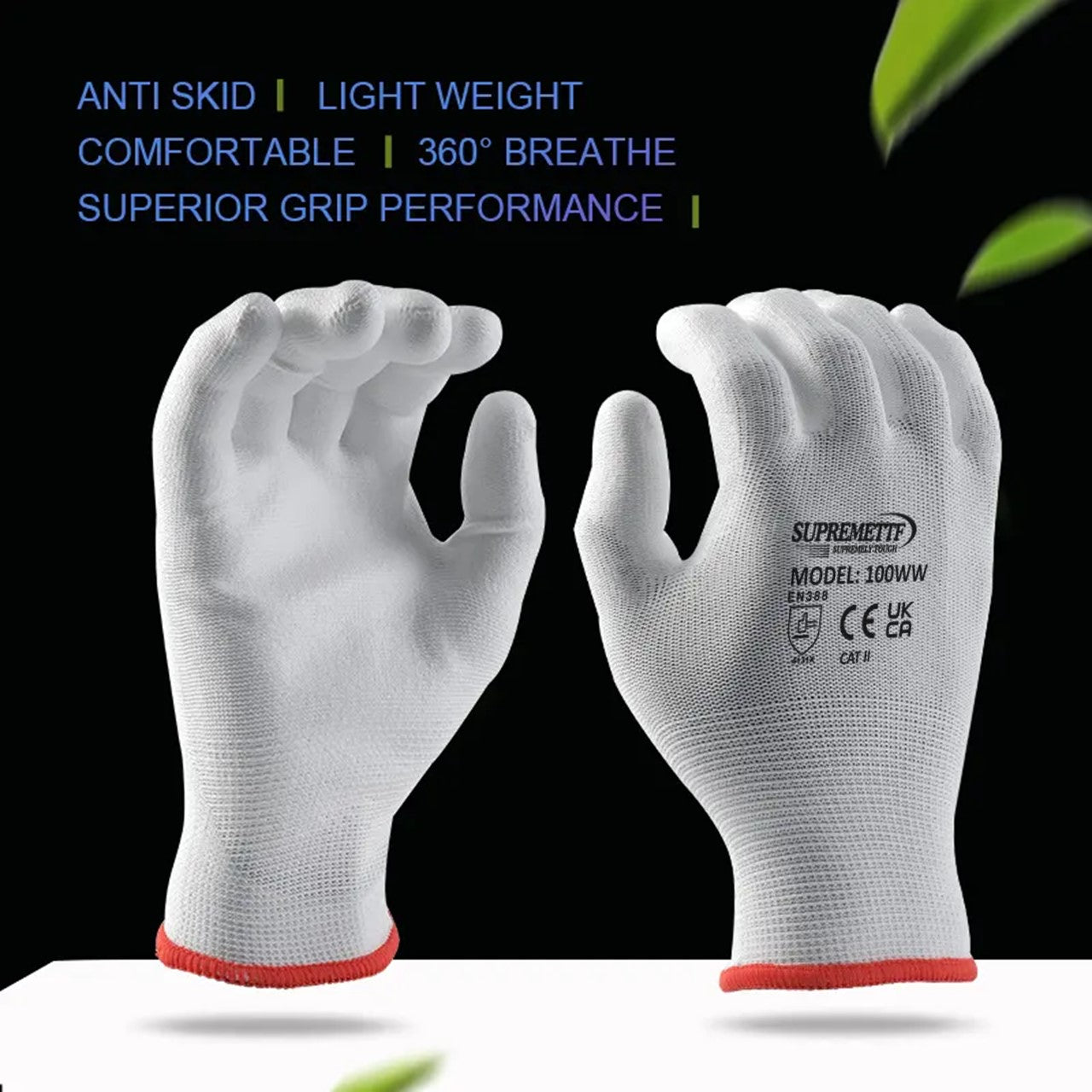 240 Pairs White PU Coated Work Gloves