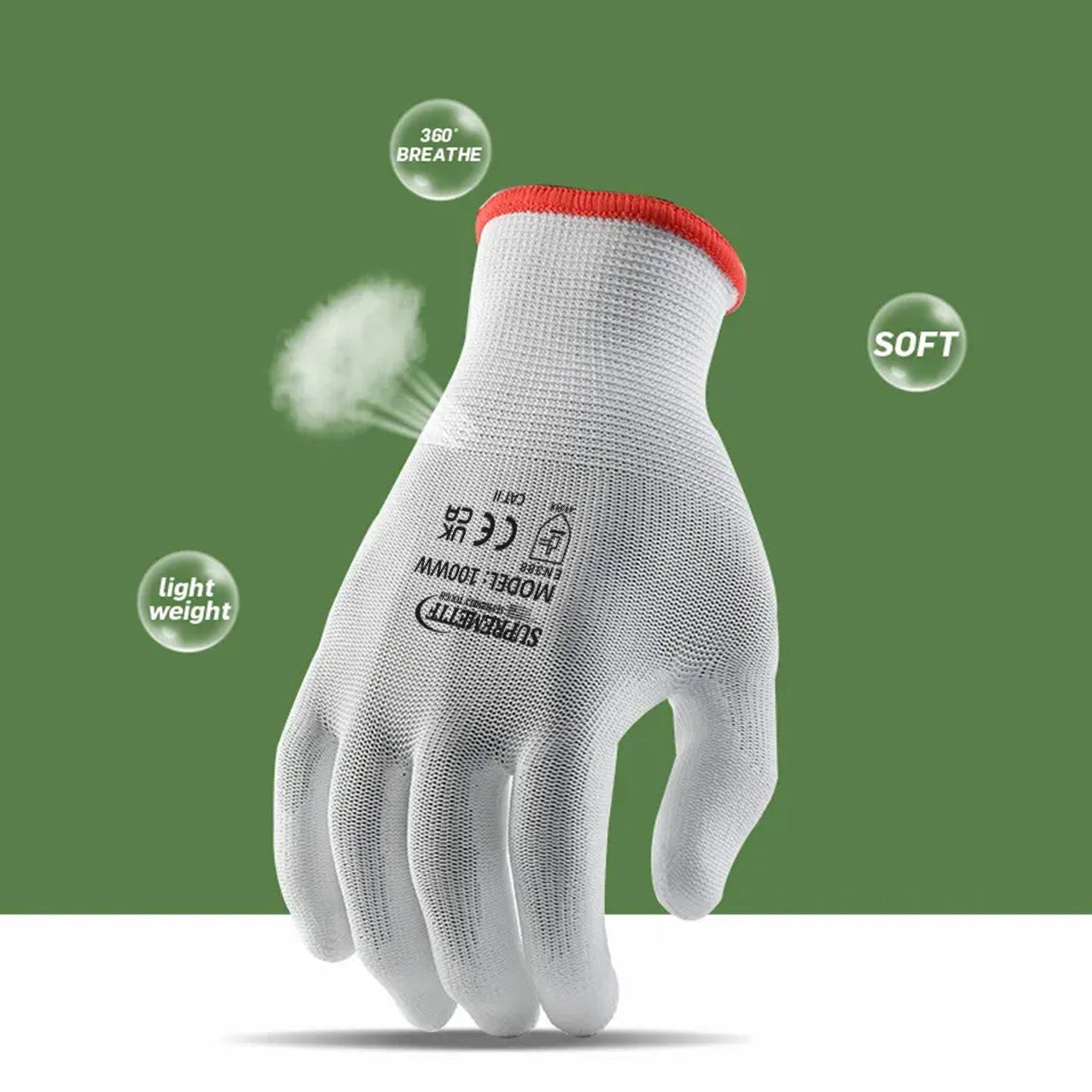 240 Pairs White PU Coated Work Gloves