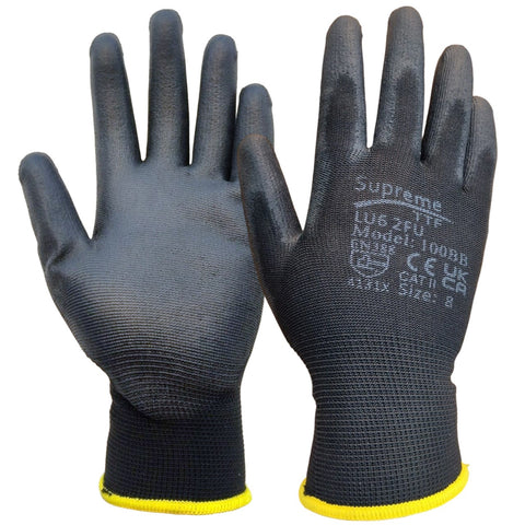 240 Pairs Black PU Coated Work Gloves