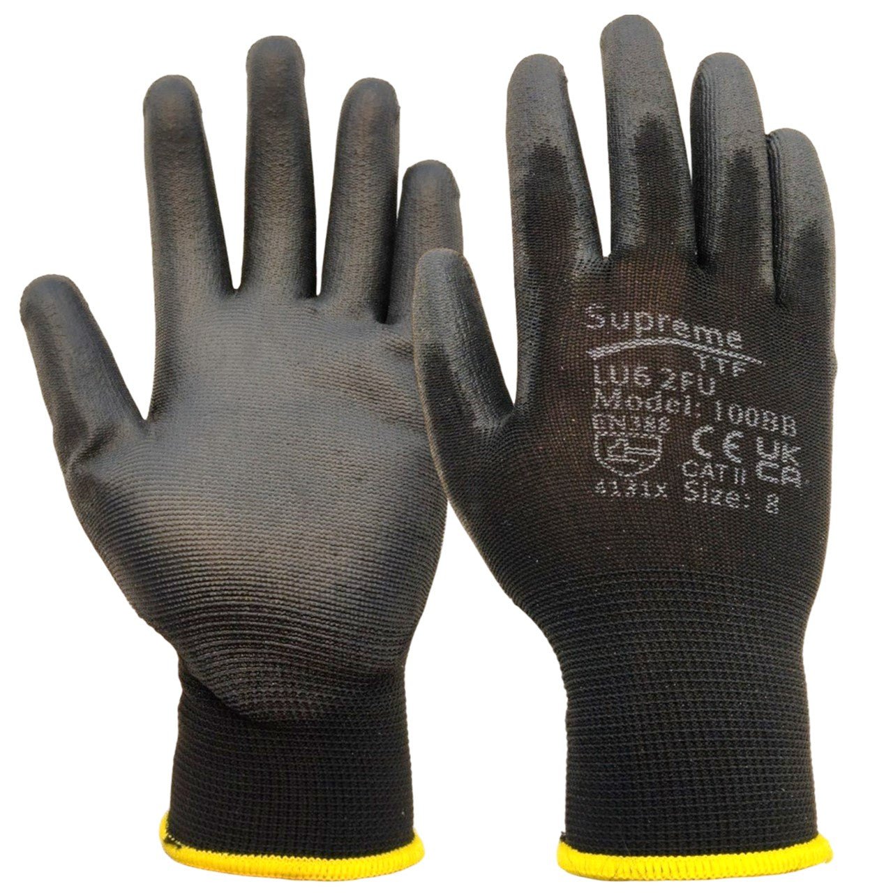 240 Pairs Black PU Coated Work Gloves