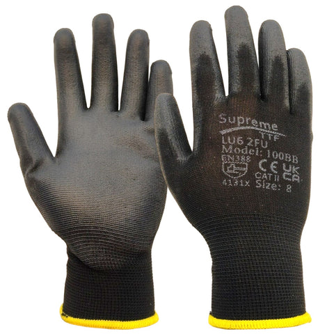 240 Pairs Black PU Coated Work Gloves