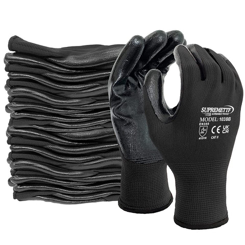 120 - 240 Pairs Nitrile Coated Nylon or Polyster Liner Work Glove