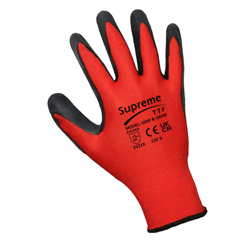 240 Pairs Red Black HQ Latex Coated Nylon Work Gloves