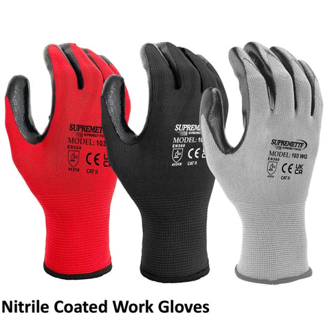 120 - 240 Pairs Nitrile Coated Nylon or Polyster Liner Work Glove