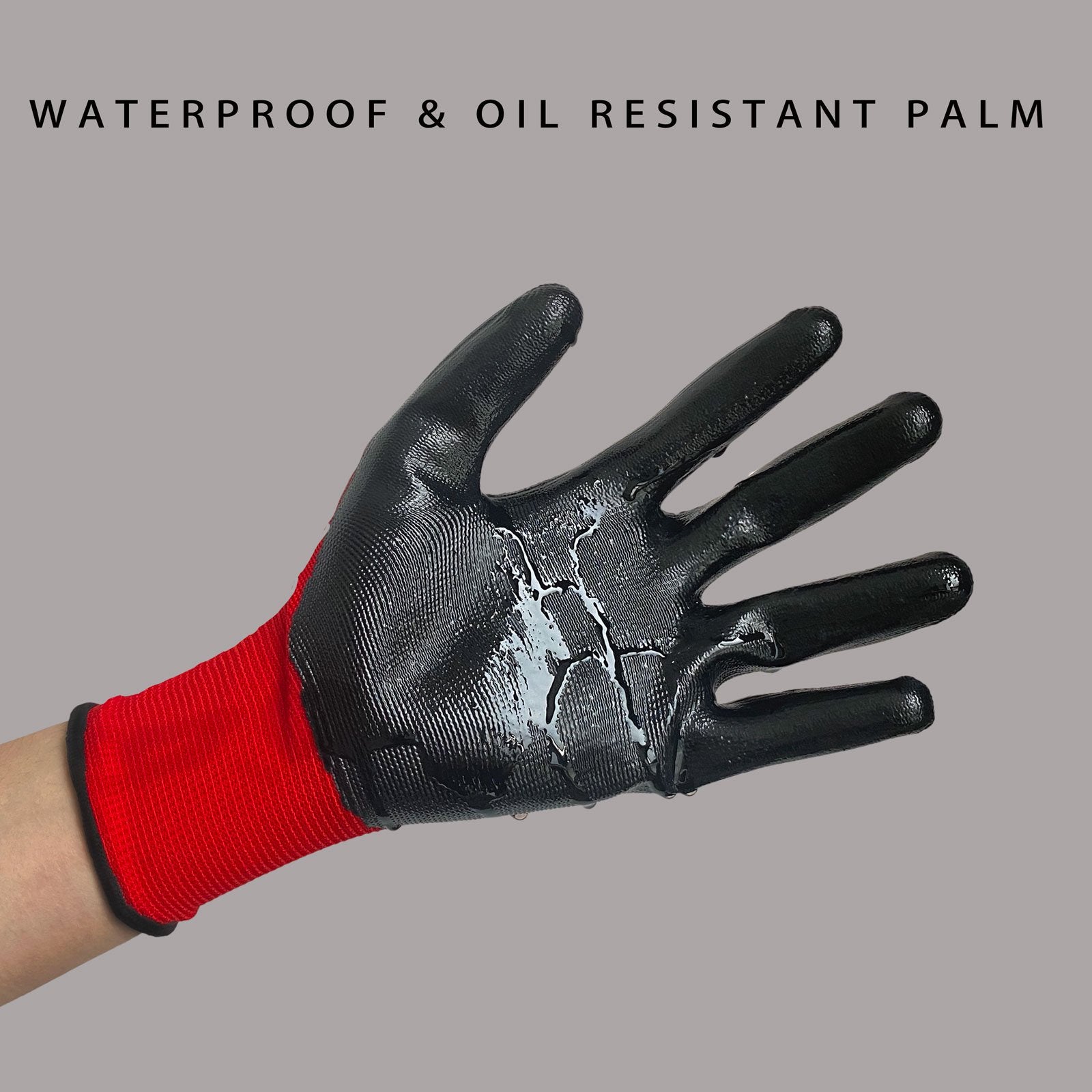 Red Black Nitrile Coated Nylon or Polyster Liner Work Glove