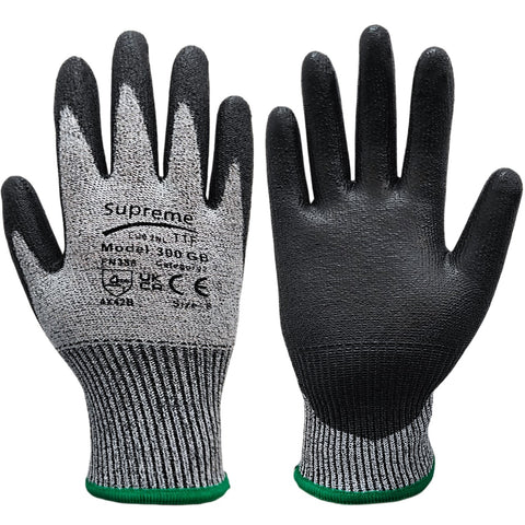 Cut 3 Grey Black Nylon PU Coated Cut Resistant Work Glove