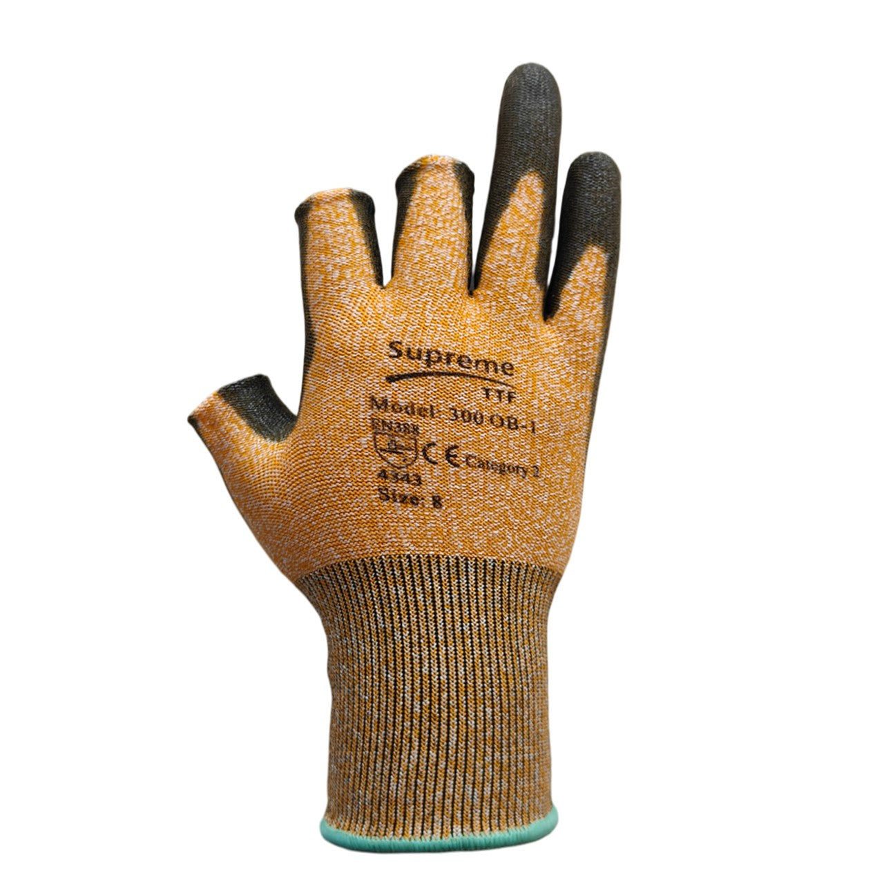 Fingerless cut resistant gloves Mechanical automotive 3 Digit PU Coated Grip