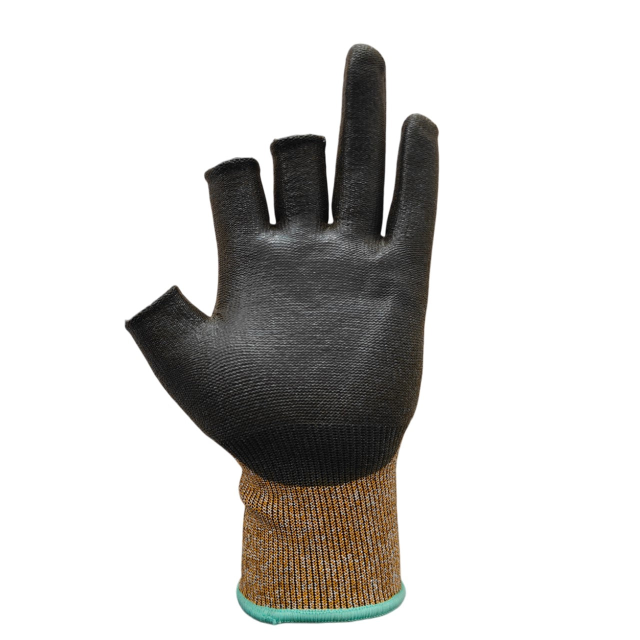 Fingerless cut resistant gloves Mechanical automotive 3 Digit PU Coated Grip