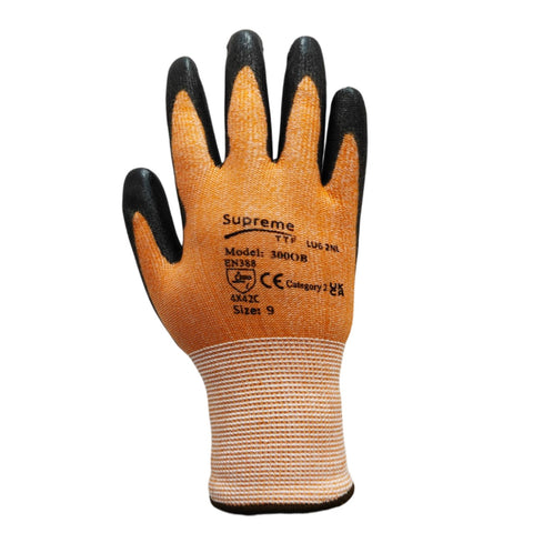 Orange Cut 3 Nylon Liner Black PU Coated Cut Resistant Work Glove