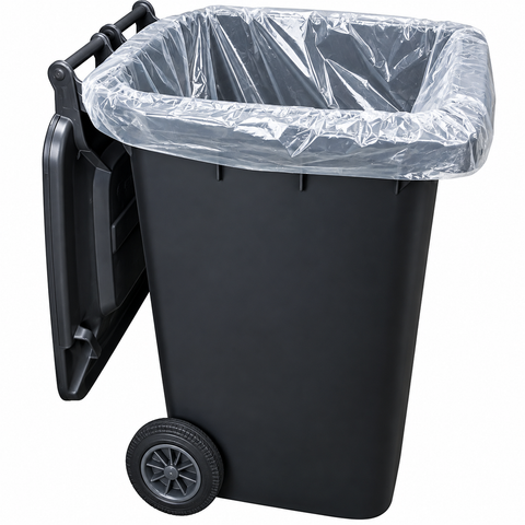 240L Strong Clear Wheelie Bin Liners Bags Refuse Sacks Strong Bin Liner