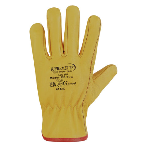 100 Pairs Fleece Cotton Lined Yellow Leather Driver Work Glove