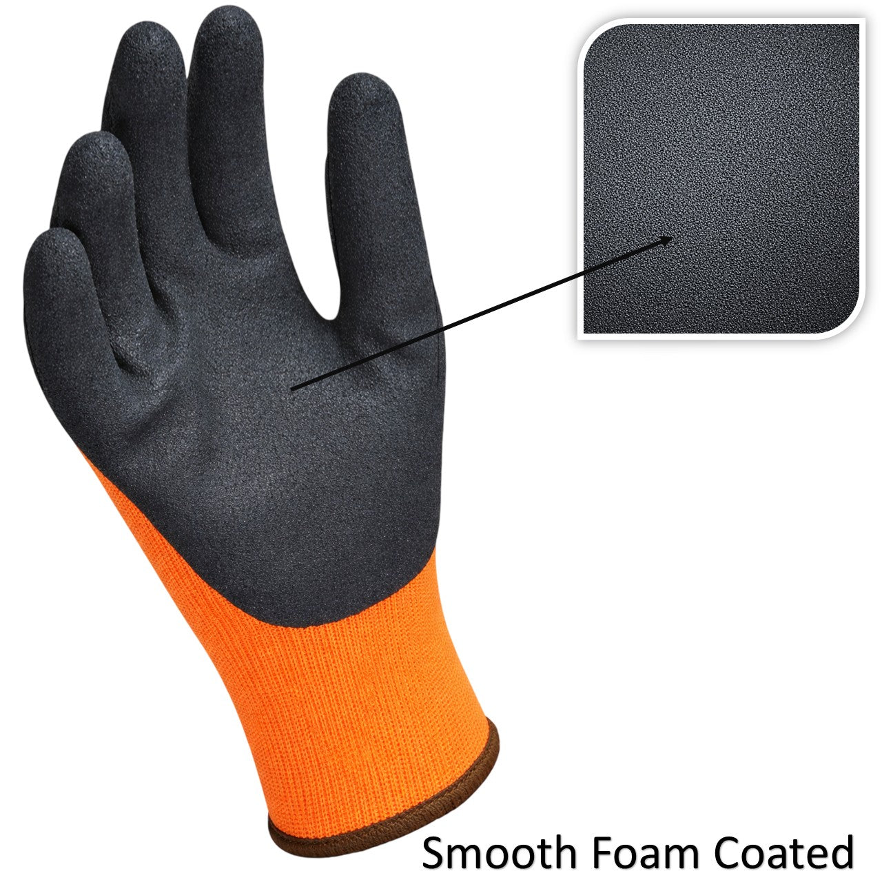 Latex Foam Coated Orange Black Safety Builders Gardening Work Gloves