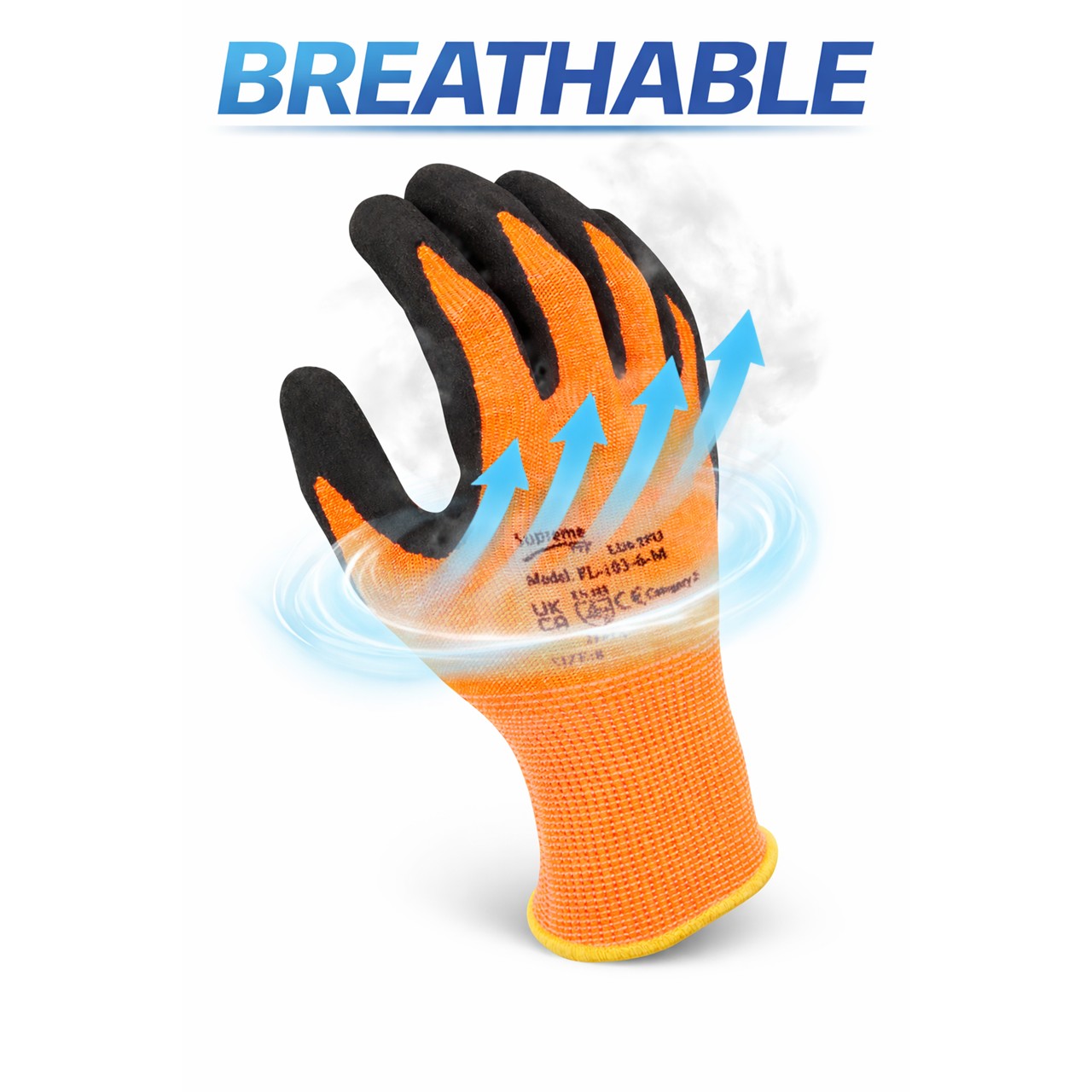 Latex Foam Coated Orange Black Safety Builders Gardening Work Gloves