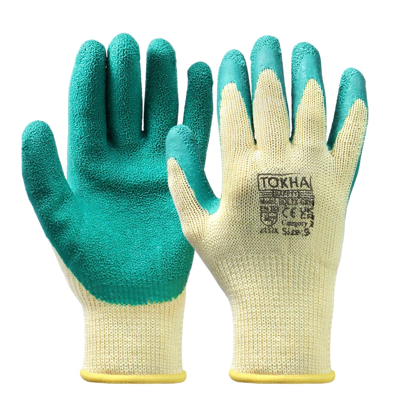 Yellow Cotton Liner Orange Latex Coated Rubber Work Glove