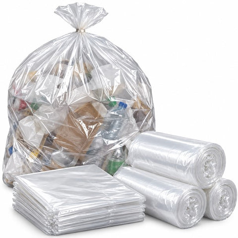 Clear Refuse Sacks 140G Large Bin Liners Rubbish Waste Recycling Bags 90L