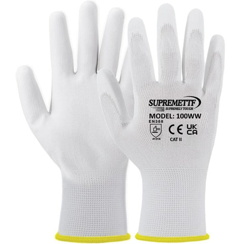Black PU Coated Work Gloves Safety Grip Gloves for Construction Building & Gardening