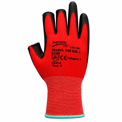 Fingerless PU Coated Cut Resistant Safety Work Gloves Material Handling