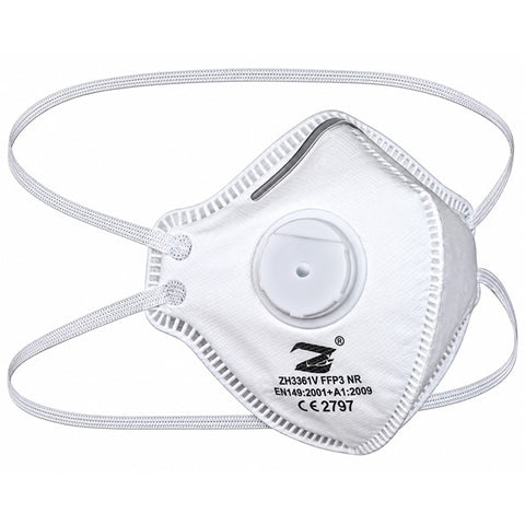FFP3 NR Dust Mask Fold Flat Valved Protective Respirator Face Protection