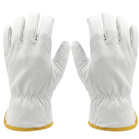 White Soft Leather Unlined Driving Gloves Mens Lorry Trucker Safety Work PPE