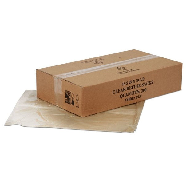 Clear Refuse Sacks 140G Large Bin Liners Rubbish Waste Recycling Bags 90L