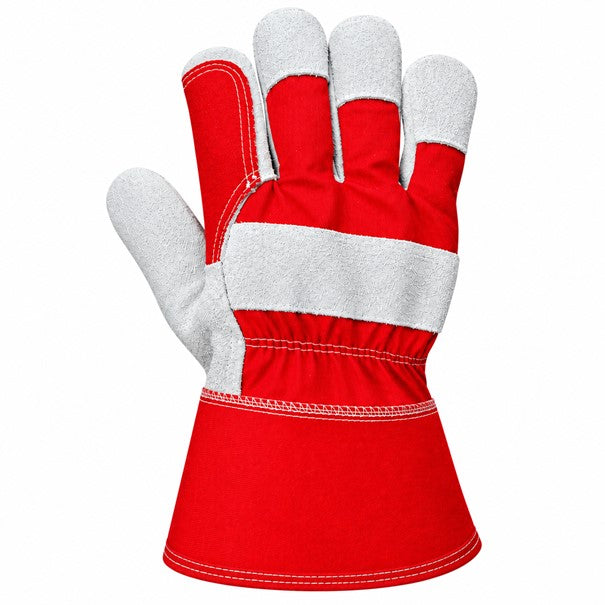 Red Grey Canadian Leather Rigger Heavy Duty Gauntlet Safety Work Gloves XL / 10