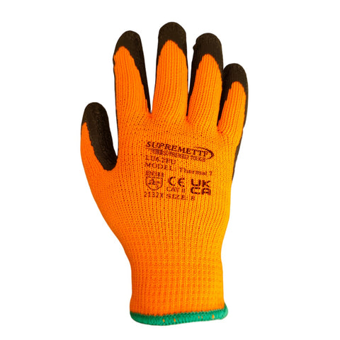 Orange 7 Gauge Latex Coated Rubber Winter Thermal Glove