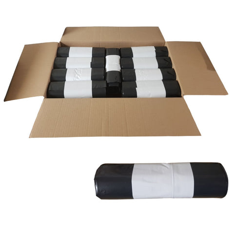 Black Bin Bags Refuse Sacks Flat Pack or Roll - Box of 200