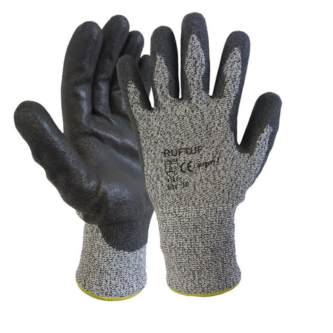 Cut 3 Grey Black Nylon PU Coated Cut Resistant Work Glove - RUFTUF