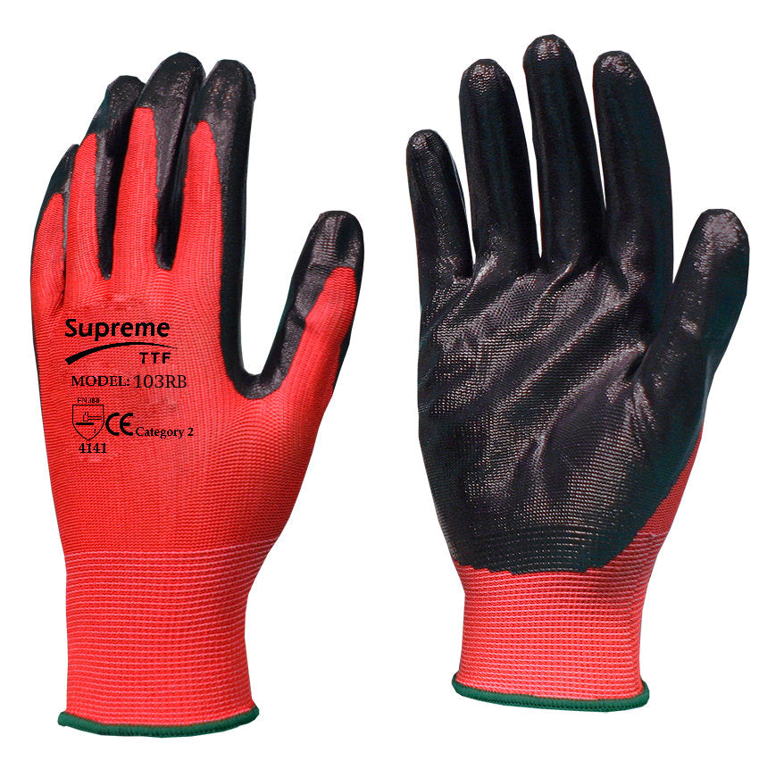 120 - 240 Pairs Nitrile Coated Nylon or Polyster Liner Work Glove - RUFTUF