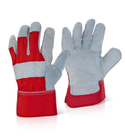 100 Pair Canadian Leather Rigger Work Gloves - Red - RUFTUF