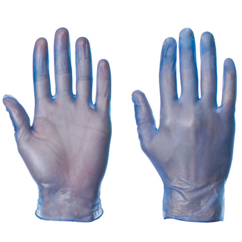 Vinyl Powdered Blue Color Disposable Gloves - 50 Pairs per Box - RUFTUF