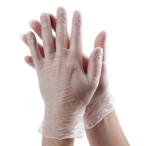 Vinyl Powdered Clear Disposable Gloves - 50 Pairs per Box - RUFTUF