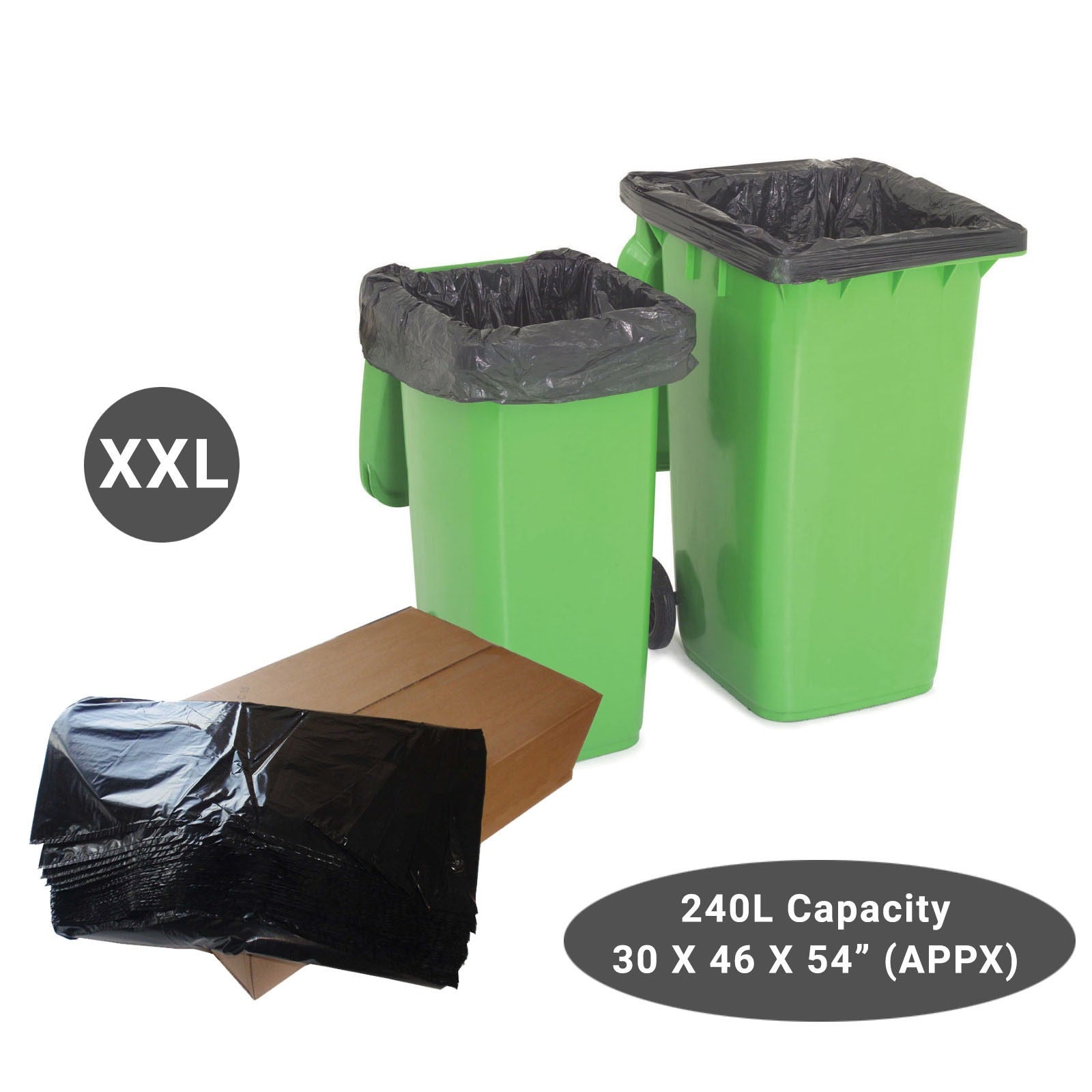 Black Wheelie Refuse Sacks Strong 240L Bin Liners – RUFTUF