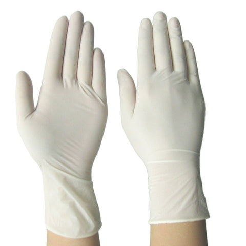 Latex Powder Free White Disposable Gloves - 50 Pairs per Box - RUFTUF